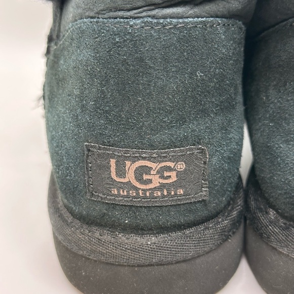 UGG Women's Bailey Button II Black Suede Sheepskin Boots - Picture 6 of 13